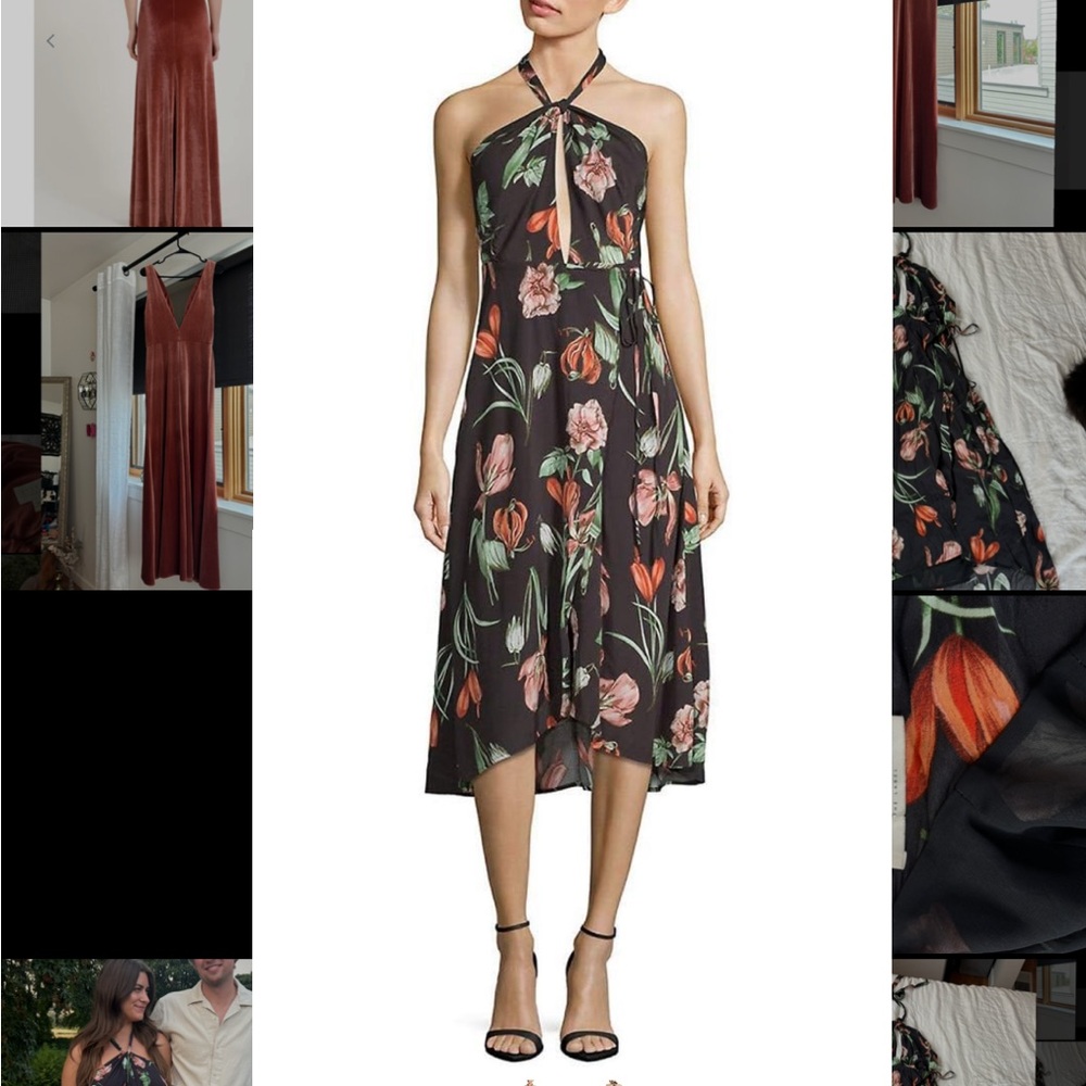 ASTR The label floral print tie halter dress